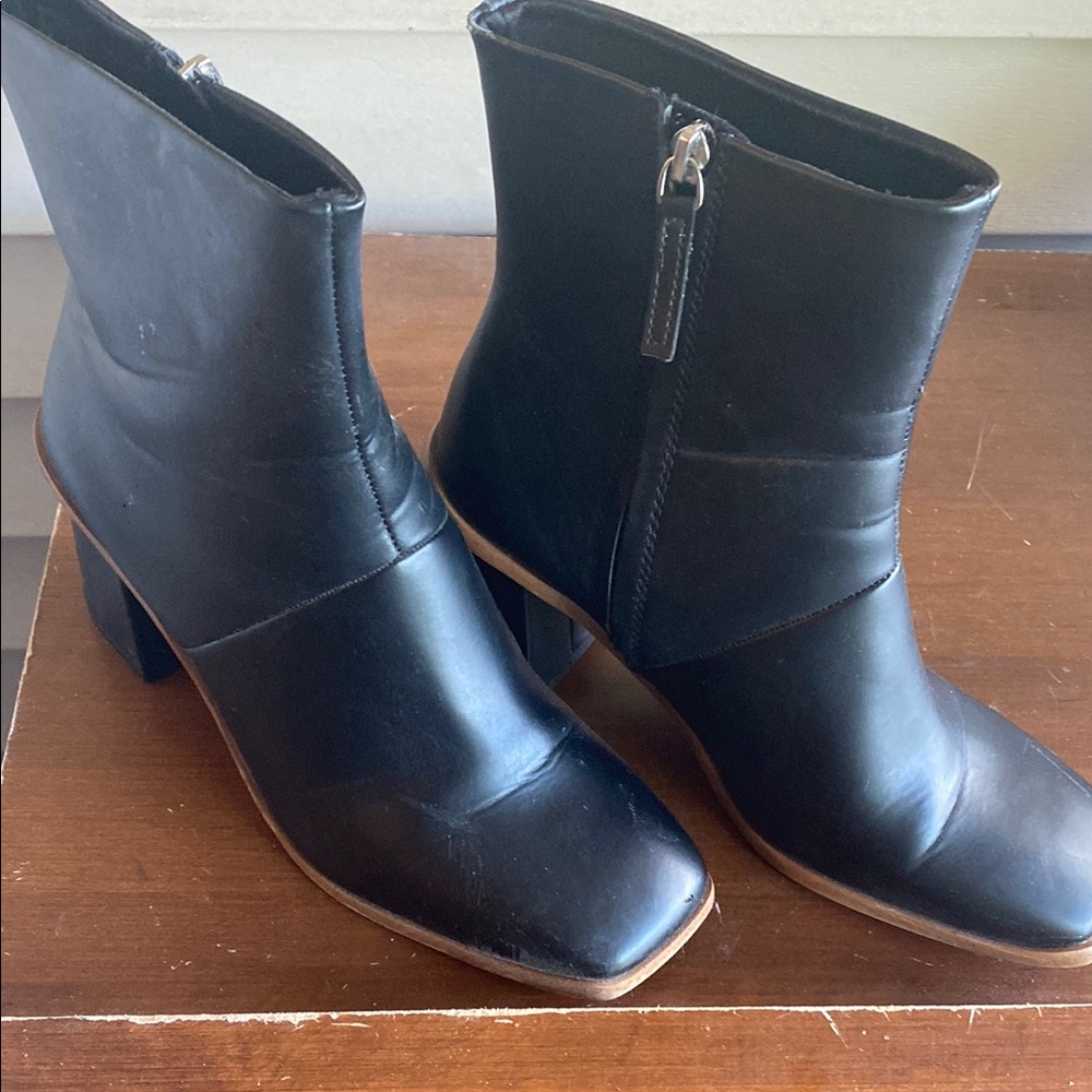 Time and Tru Black Ankle Booties with Block Heel
